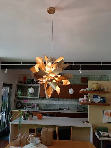 Decorative wooden floral statement pendant light fixture